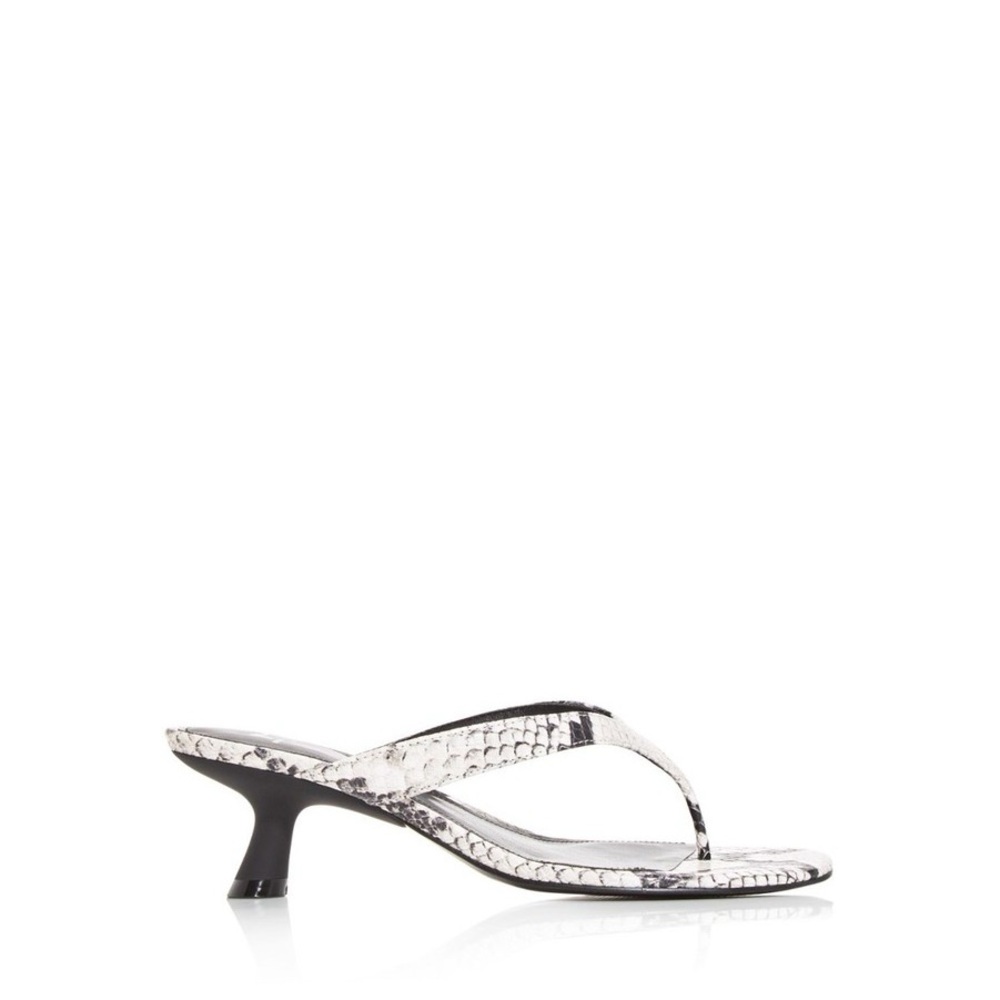 MARC FISHER Womens Gray Croc Dahila Toe Kitten Heel Slip On Leather Sandals